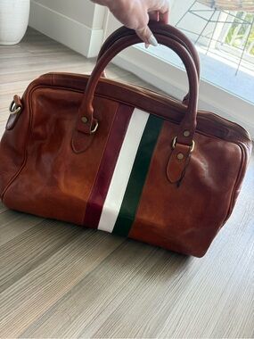 Brown Italian Leather Duffle Bag